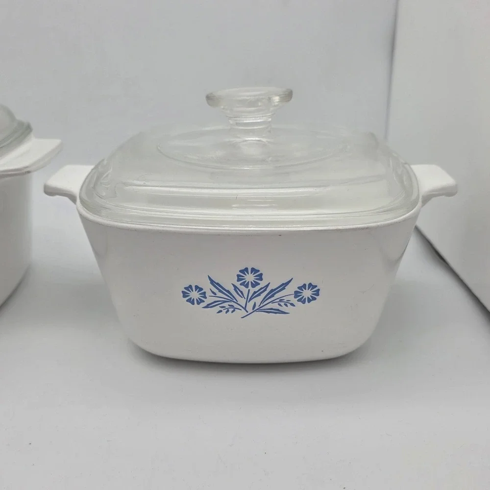 CorningWare Casserole‎ Dish Set Blue Cornflower 3qt 1.75qt Pyroceram Vintage USA